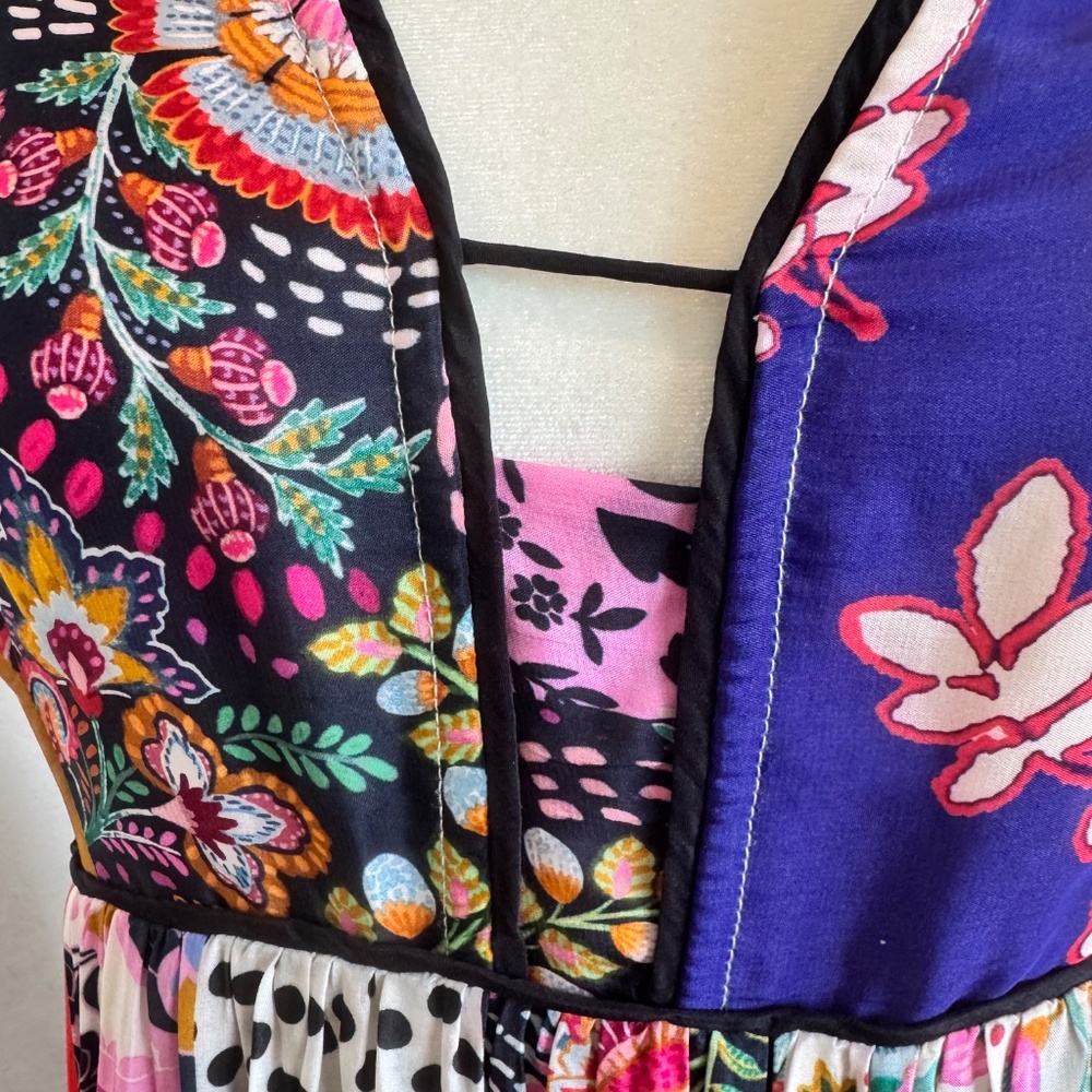 Anthropologie Ruffled Flutter Patchwork Midi Dres… - image 4